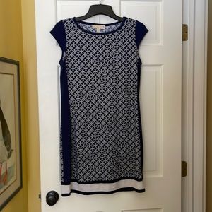 Michael Kors Blue and white soft knit dress